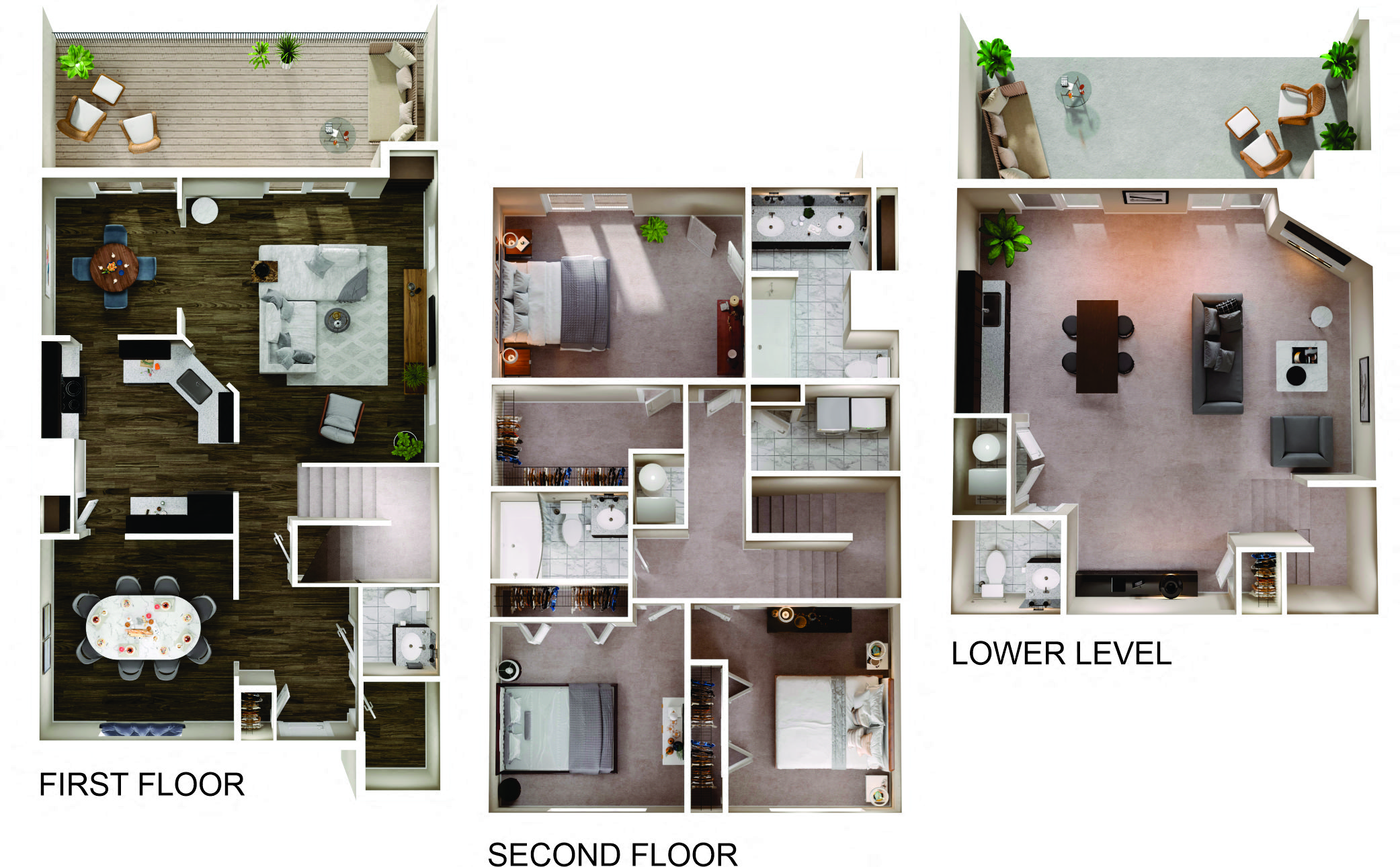 Floor plan for 3 beds, 2.5 baths, 2616 sqft